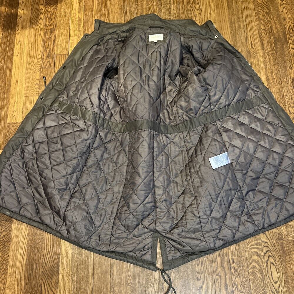 Laundry By Shelli Segal Coat Waxed Brown Black Trim Draw String Waist Size XL - Picture 12 of 16